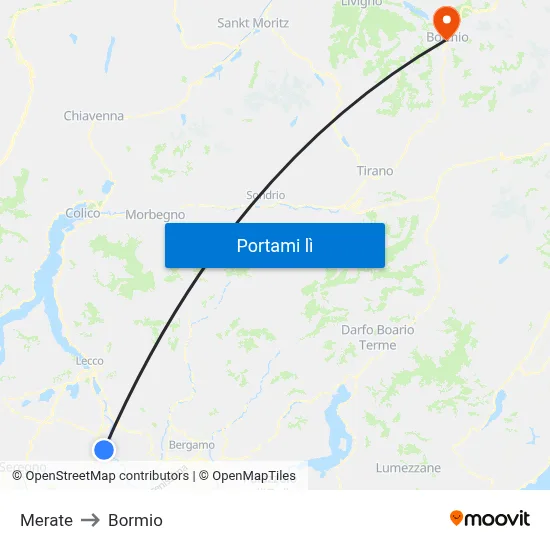 Merate to Bormio map