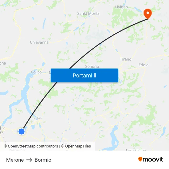 Merone to Bormio map