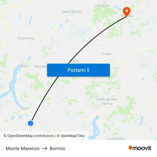 Monte Marenzo to Bormio map