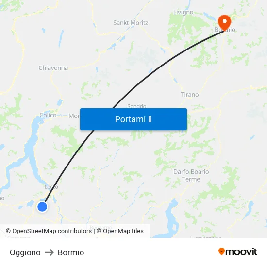 Oggiono to Bormio map