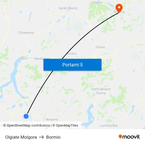 Olgiate Molgora to Bormio map