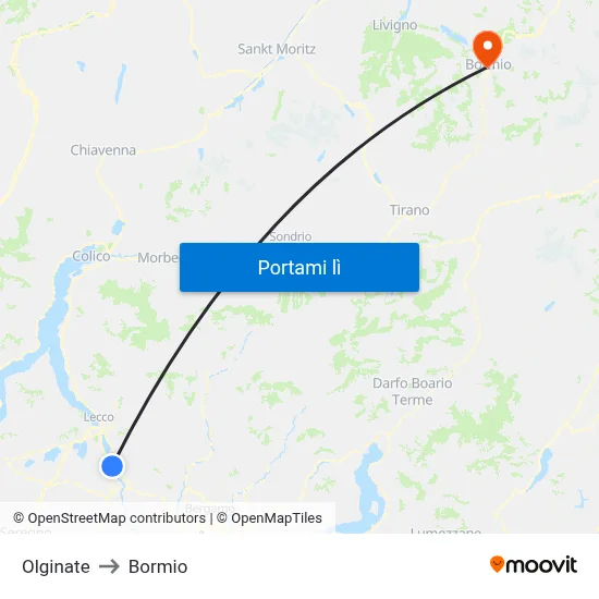 Olginate to Bormio map