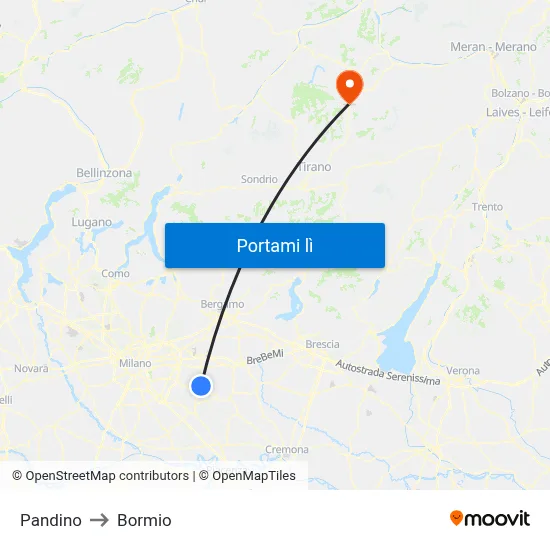 Pandino to Bormio map