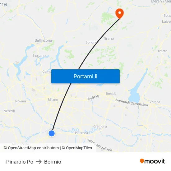 Pinarolo Po to Bormio map