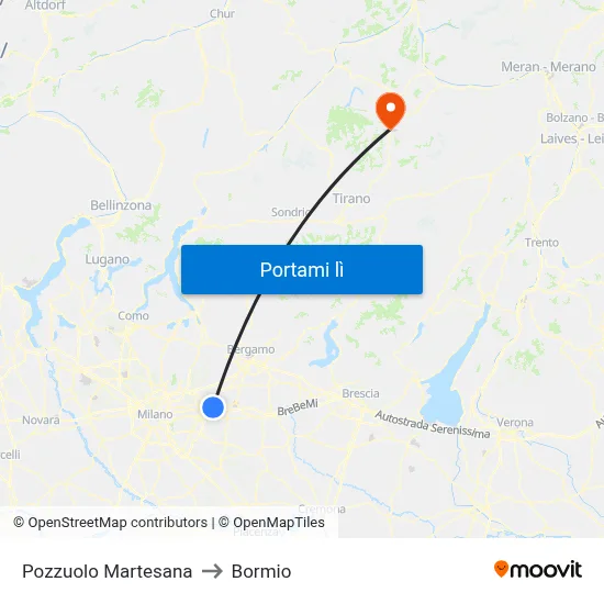 Pozzuolo Martesana to Bormio map