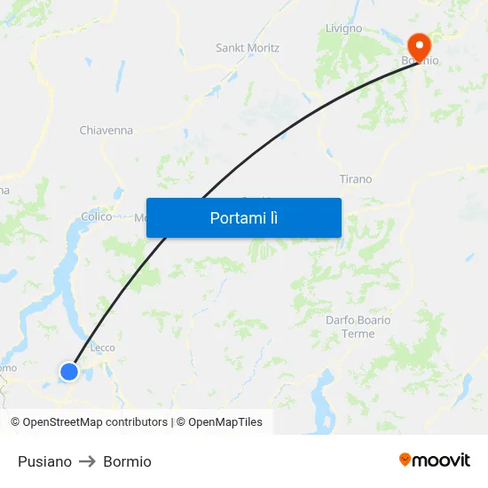 Pusiano to Bormio map