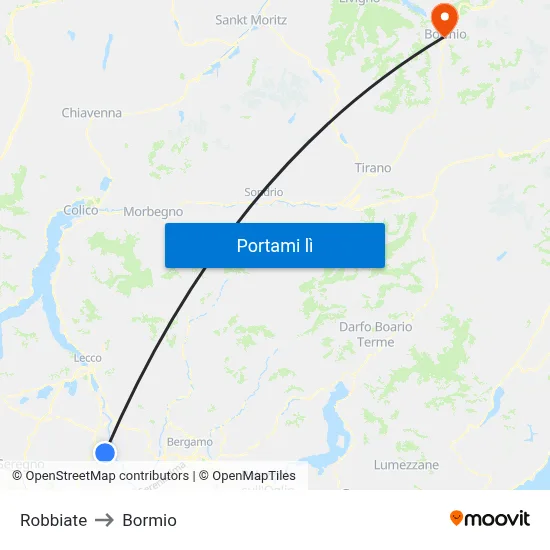 Robbiate to Bormio map