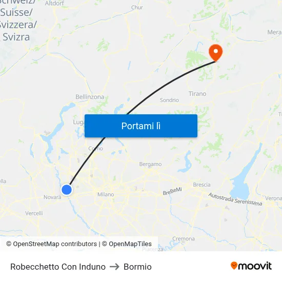 Robecchetto Con Induno to Bormio map