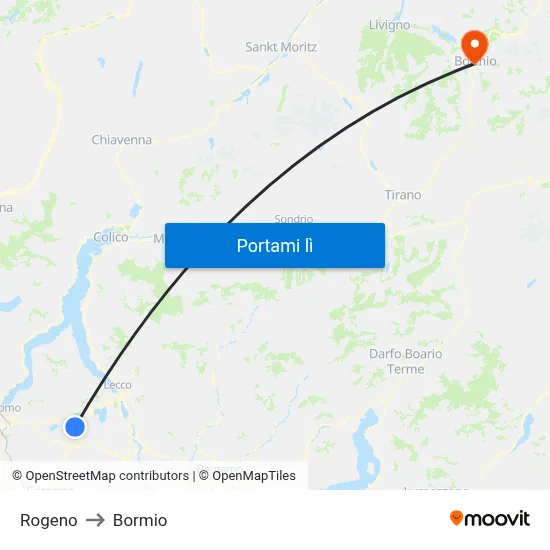 Rogeno to Bormio map