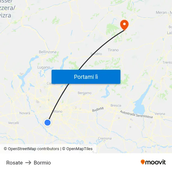 Rosate to Bormio map