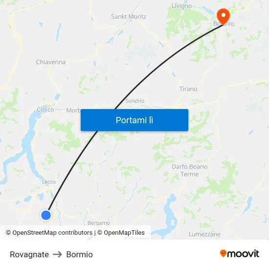 Rovagnate to Bormio map