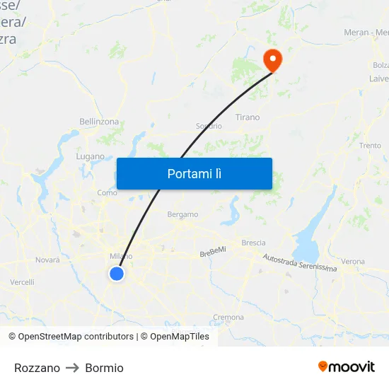 Rozzano to Bormio map