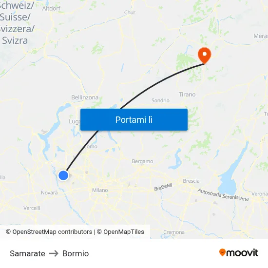 Samarate to Bormio map
