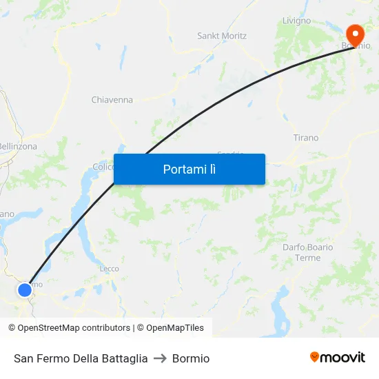 San Fermo Della Battaglia to Bormio map