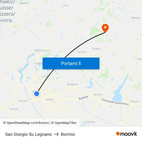 San Giorgio Su Legnano to Bormio map