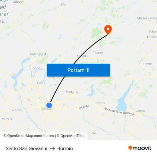 Sesto San Giovanni to Bormio map