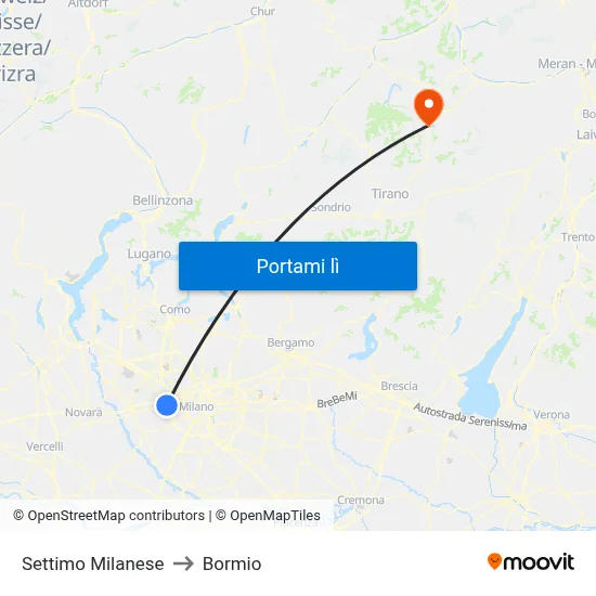 Settimo Milanese to Bormio map