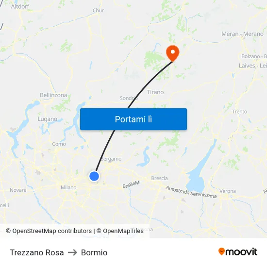 Trezzano Rosa to Bormio map