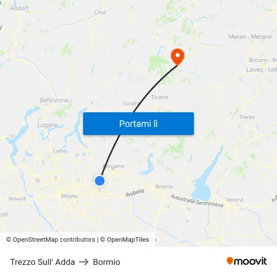 Trezzo Sull' Adda to Bormio map