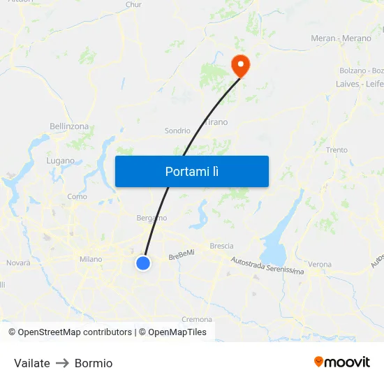 Vailate to Bormio map
