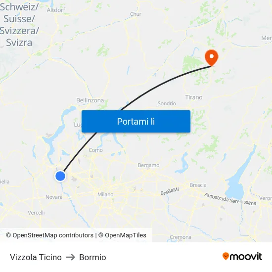 Vizzola Ticino to Bormio map