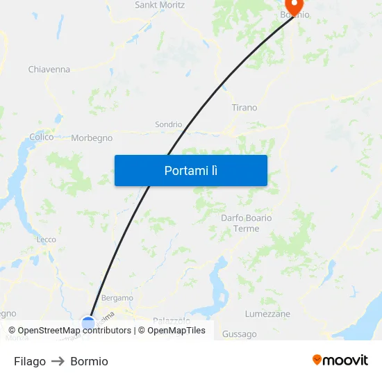 Filago to Bormio map