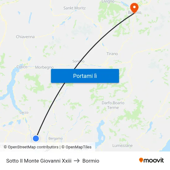 Sotto Il Monte Giovanni Xxiii to Bormio map