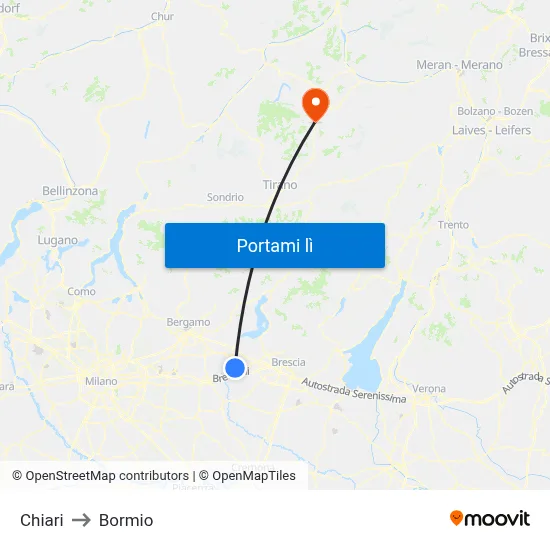 Chiari to Bormio map