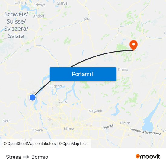 Stresa to Bormio map