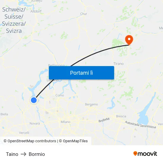 Taino to Bormio map