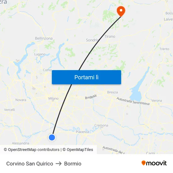Corvino San Quirico to Bormio map