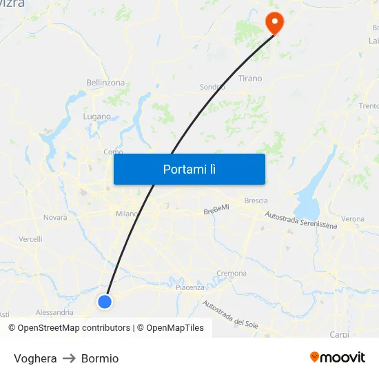 Voghera to Bormio map