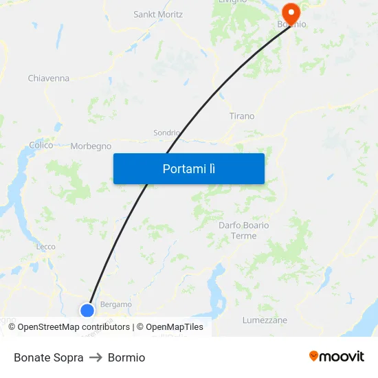 Bonate Sopra to Bormio map