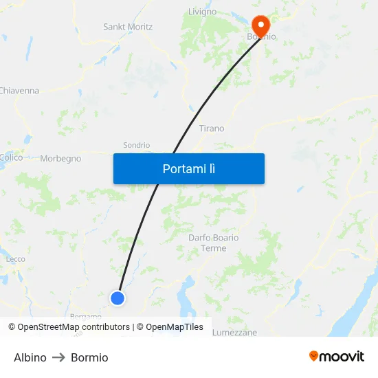 Albino to Bormio map