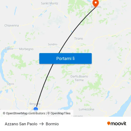 Azzano San Paolo to Bormio map