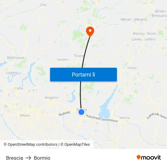 Brescia to Bormio map