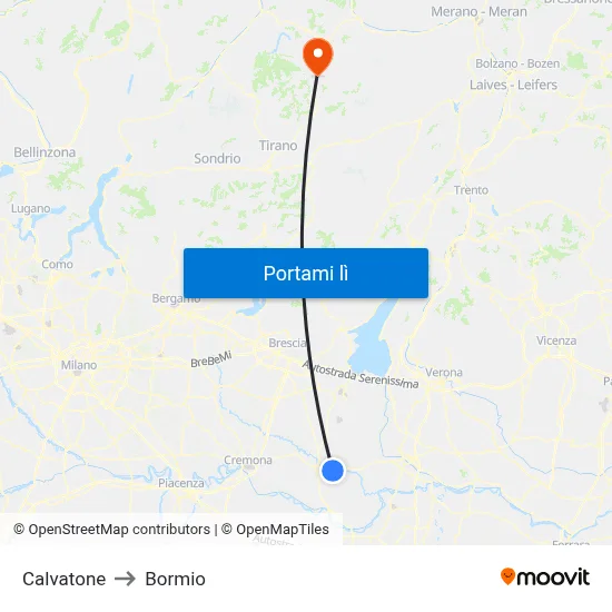 Calvatone to Bormio map