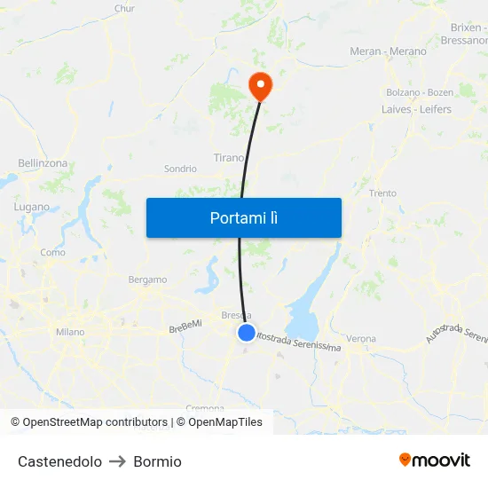 Castenedolo to Bormio map