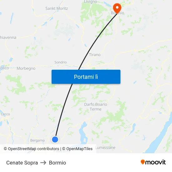 Cenate Sopra to Bormio map