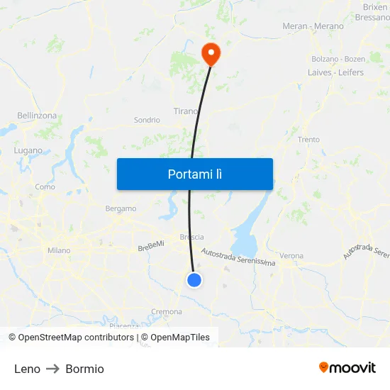 Leno to Bormio map