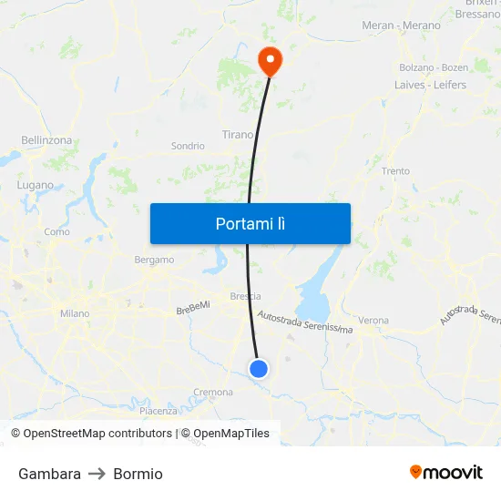 Gambara to Bormio map