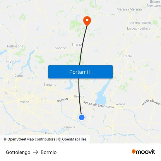 Gottolengo to Bormio map