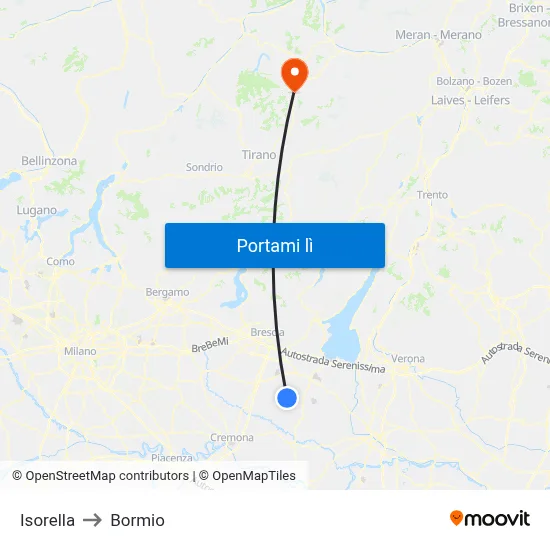 Isorella to Bormio map