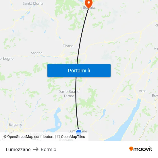 Lumezzane to Bormio map