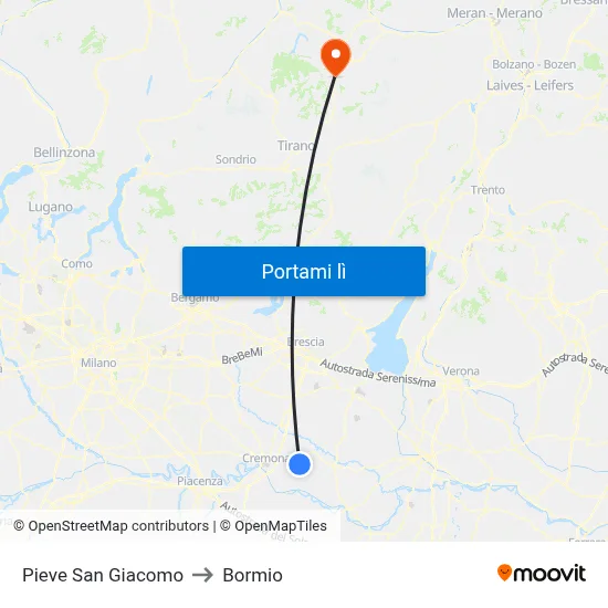 Pieve San Giacomo to Bormio map