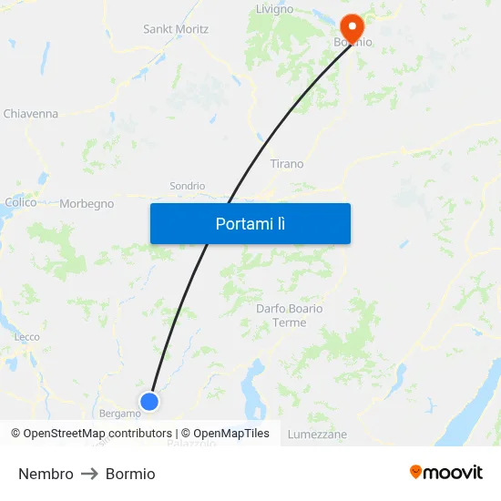 Nembro to Bormio map