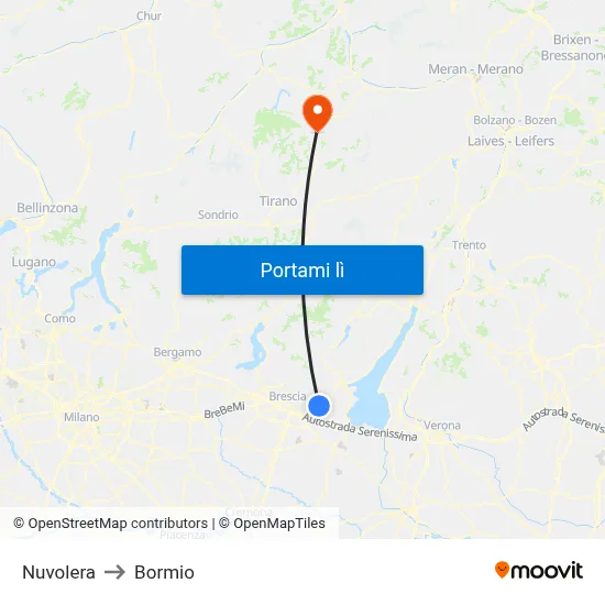 Nuvolera to Bormio map