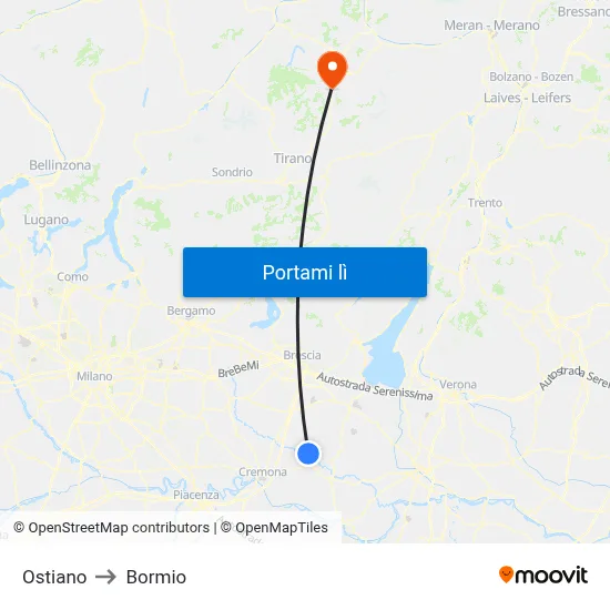 Ostiano to Bormio map