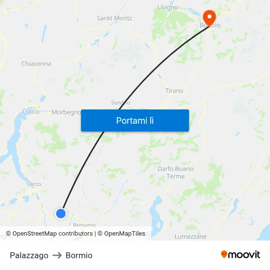 Palazzago to Bormio map