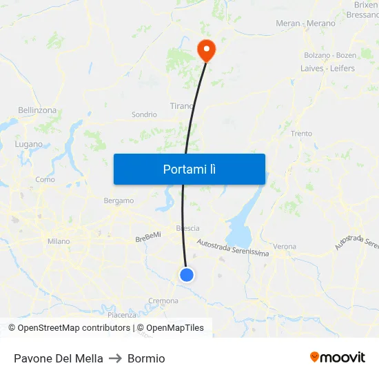 Pavone Del Mella to Bormio map